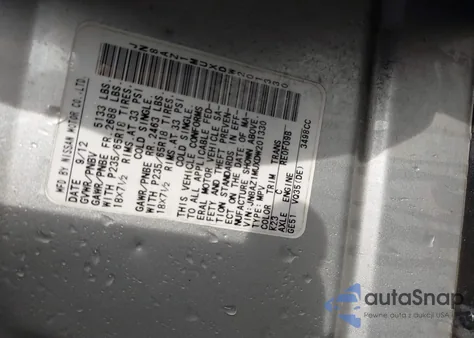 2013 Nissan Murano S z USA, uszkodzony, nr VIN JN8AZ1MUXDW201330